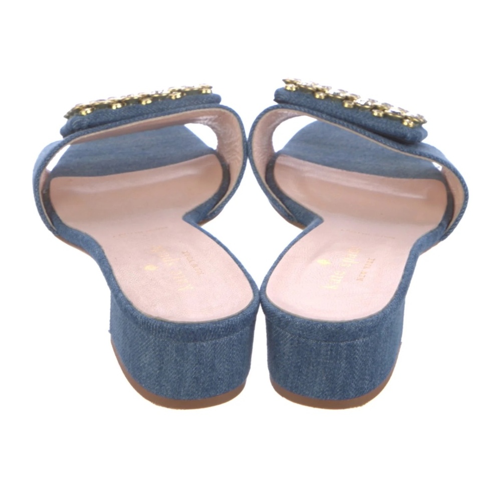 Kate Spade New York Mazie Denim Italian Leather Slide Sandals Womens Sz 6.5 NEW - Picture 4 of 10